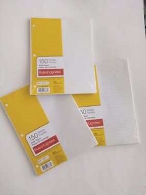 Pack of 3 Ruled Filler Lined Paper - 150 Sheets Per Pack